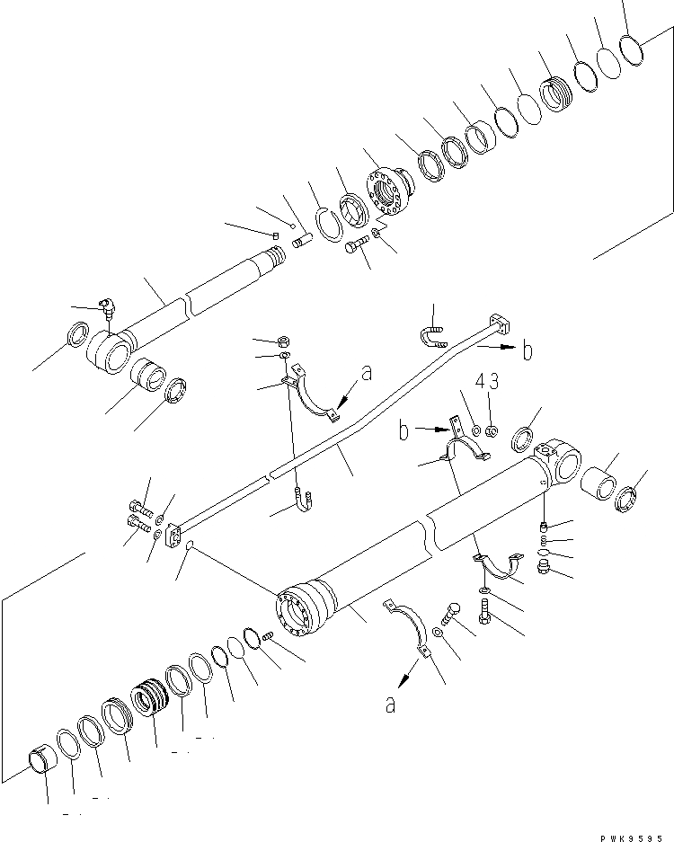 Схема запчастей Komatsu PW170ES-6K - ЦИЛИНДР РУКОЯТИ(№K-K999) T РАБОЧЕЕ ОБОРУДОВАНИЕ