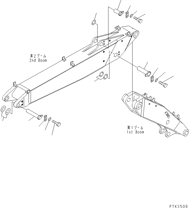 Схема запчастей Komatsu PW170ES-6K - 2-Я СТРЕЛА (ПАЛЕЦ) (ДЛЯ 2-СЕКЦИОНН. СТРЕЛЫ) T РАБОЧЕЕ ОБОРУДОВАНИЕ