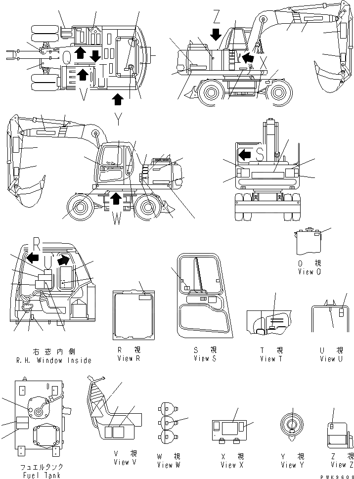 Схема запчастей Komatsu PW170ES-6K - МАРКИРОВКА (АНГЛ.)(№K-K) U МАРКИРОВКА