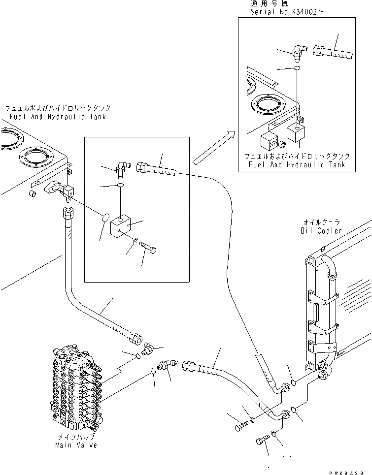 Схема запчастей Komatsu PW170ES-6K-KA - МАСЛООХЛАДИТЕЛЬ ЛИНИЯ(№K-) ГИДРАВЛИКА