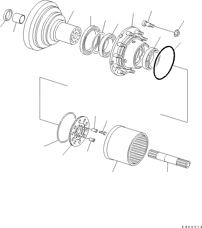 Схема запчастей Komatsu PW170ES-6K-KA - ЗАДН. МОСТ (ВАЛ И КОЛЕСА ВТУЛКА) SUSPENTION И КОЛЕСА