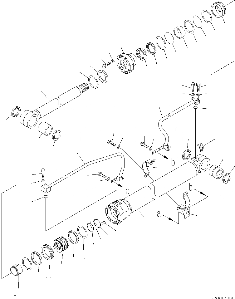 Схема запчастей Komatsu PW170ES-6K-KA - ЦИЛИНДР СТРЕЛЫ(ПРАВ.) (ДЛЯ 2-СЕКЦИОНН. СТРЕЛЫ) (KA СПЕЦ-Я.)(№K-K999) РАБОЧЕЕ ОБОРУДОВАНИЕ