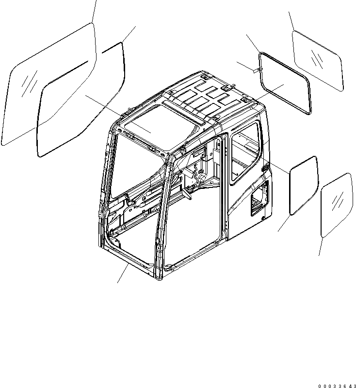 Схема запчастей Komatsu PW180-7K - КАБИНА (КАБИНА И БОКОВ. ОКНА¤ ЗАДН. ОКНА) КАБИНА ОПЕРАТОРА И СИСТЕМА УПРАВЛЕНИЯ