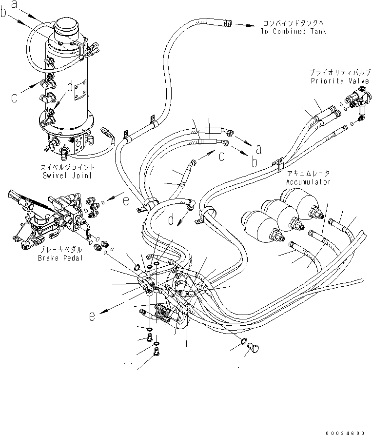 Схема запчастей Komatsu PW180-7K - ТОРМОЗН. ГИДРОЛИНИЯ (ВЕРХН.) (ГИДРОЛИНИЯ¤ /) КАБИНА ОПЕРАТОРА И СИСТЕМА УПРАВЛЕНИЯ