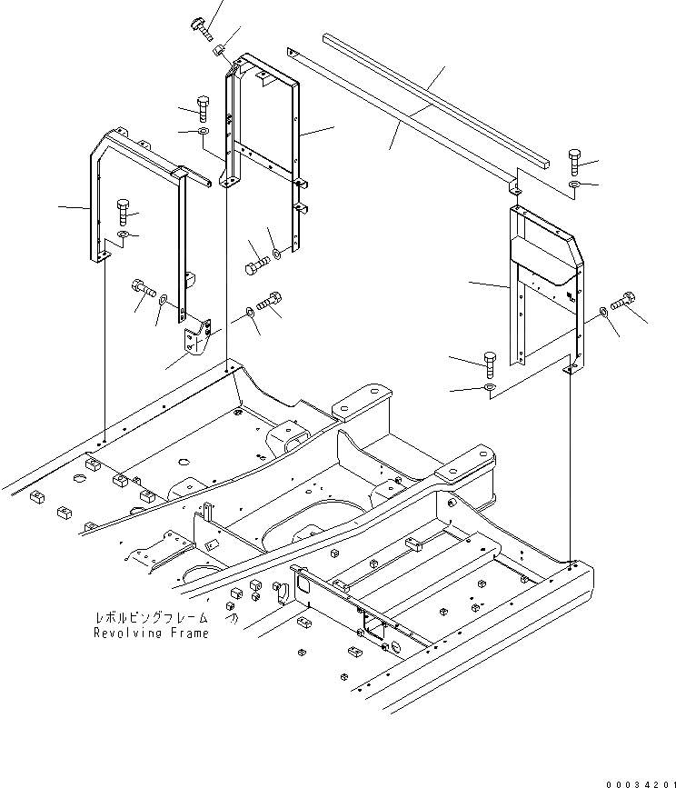 Схема запчастей Komatsu PW180-7K - РАМА (КАБИНА) ЧАСТИ КОРПУСА