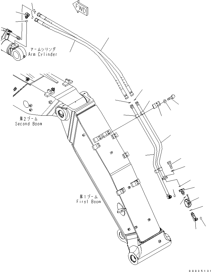 Схема запчастей Komatsu PW180-7K - 2-СЕКЦИОНН. СТРЕЛА (ЦИЛИНДР РУКОЯТИ) РАБОЧЕЕ ОБОРУДОВАНИЕ