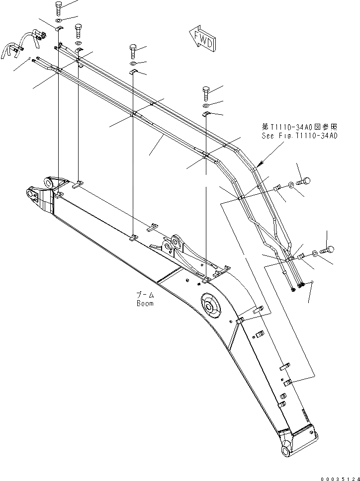 Схема запчастей Komatsu PW180-7K - 1-СЕКЦИОНН. СТРЕЛА (-НАВЕСНОЕ ОБОРУД-Е¤ /) РАБОЧЕЕ ОБОРУДОВАНИЕ