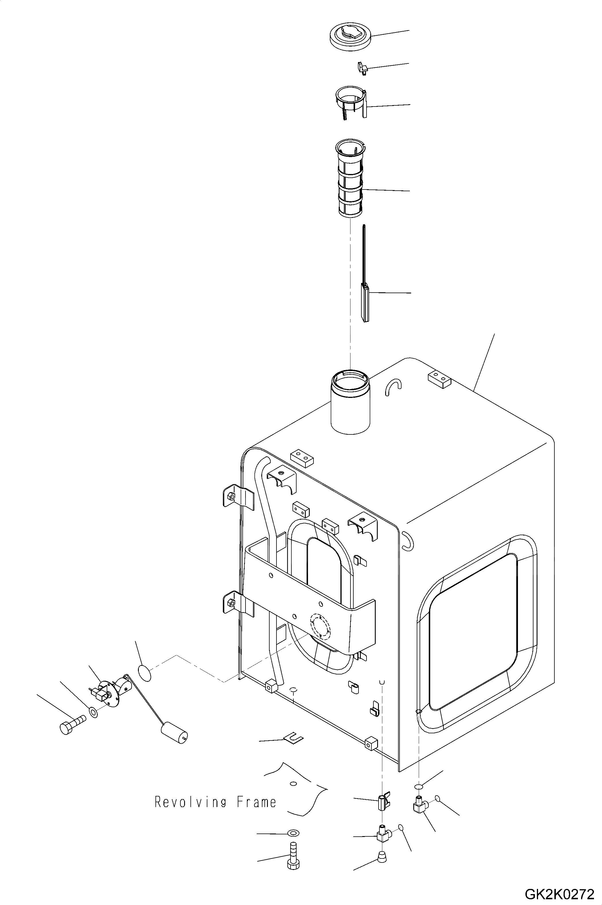 Схема запчастей Komatsu PW180-7E0 - ТОПЛИВН. БАК. (EXCEPT ITALY) D ТОПЛИВН. БАК. AND КОМПОНЕНТЫ