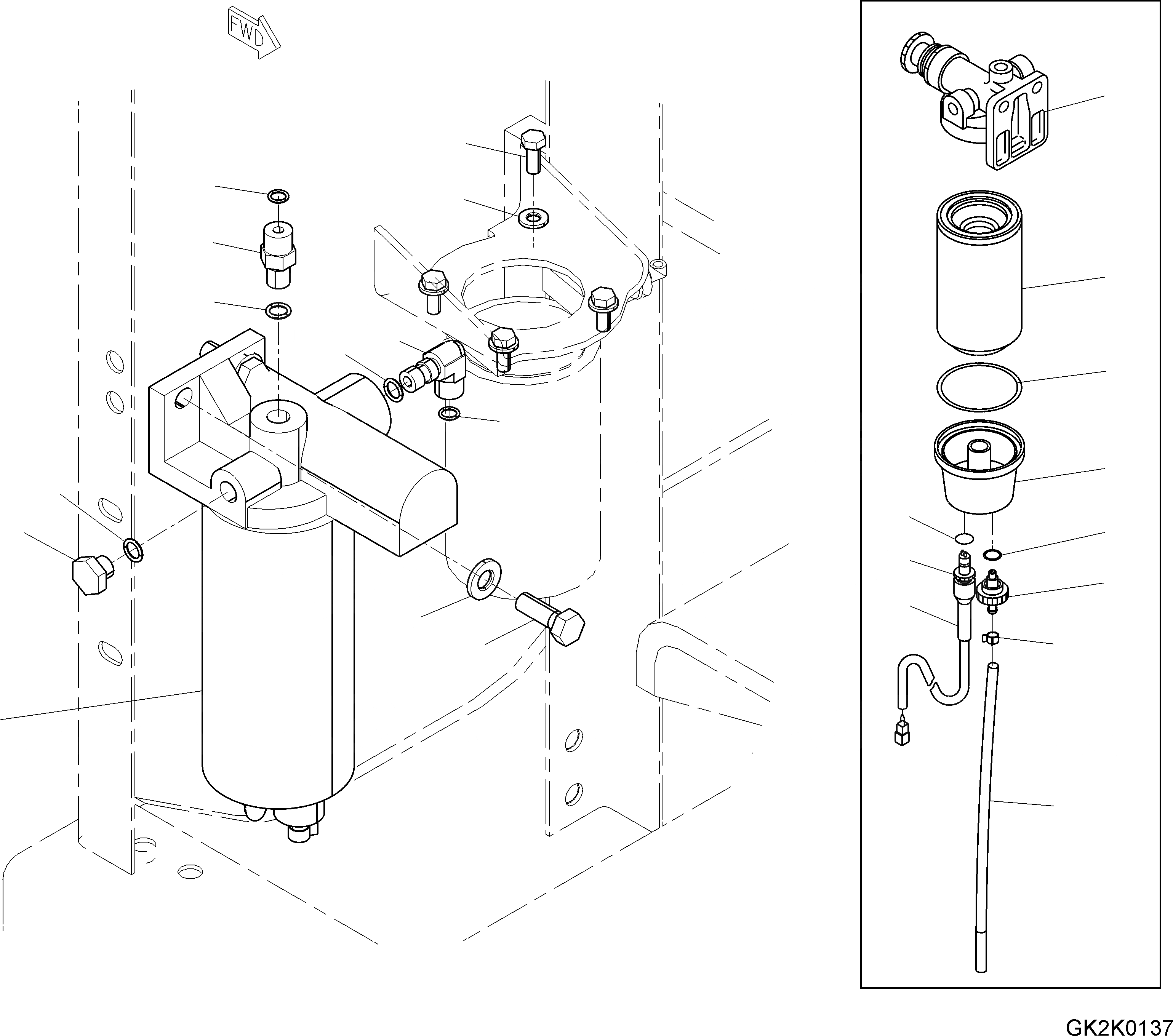 Схема запчастей Komatsu PW180-7E0 - ТОПЛИВН. PRE-ФИЛЬТР. D ТОПЛИВН. БАК. AND КОМПОНЕНТЫ