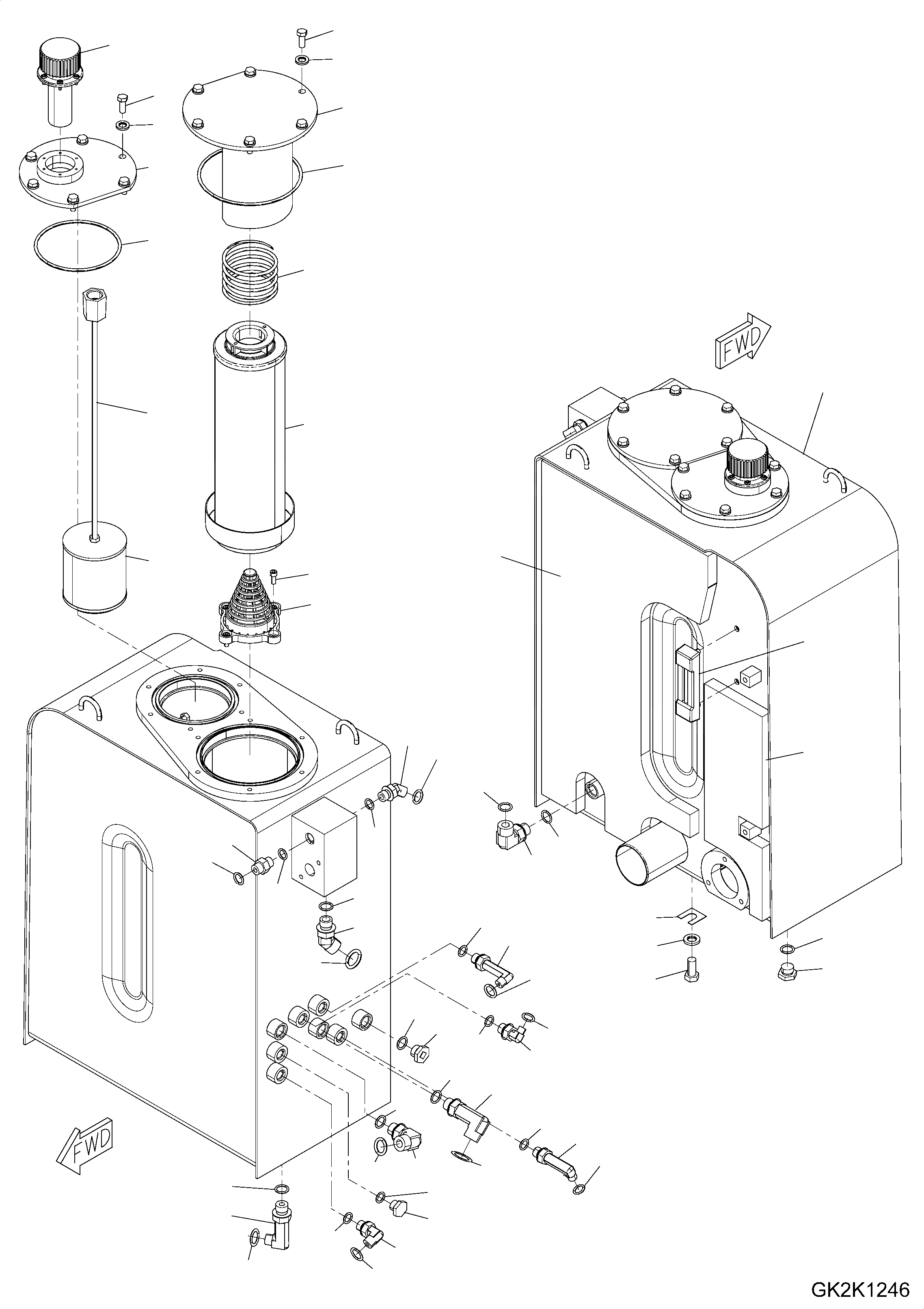 Схема запчастей Komatsu PW180-7E0 - ГИДРАВЛ МАСЛ. БАК (заводской номер H78 - ) H ГИДРАВЛИКА