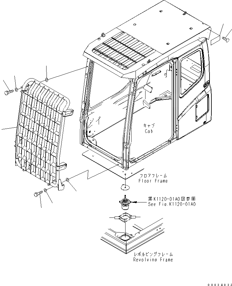 Схема запчастей Komatsu PW180-7E0 - ФРОНТАЛЬНАЯ ЗАЩИТА K OPERATORS ОБСТАНОВКА И СИСТЕМА УПРАВЛЕНИЯ