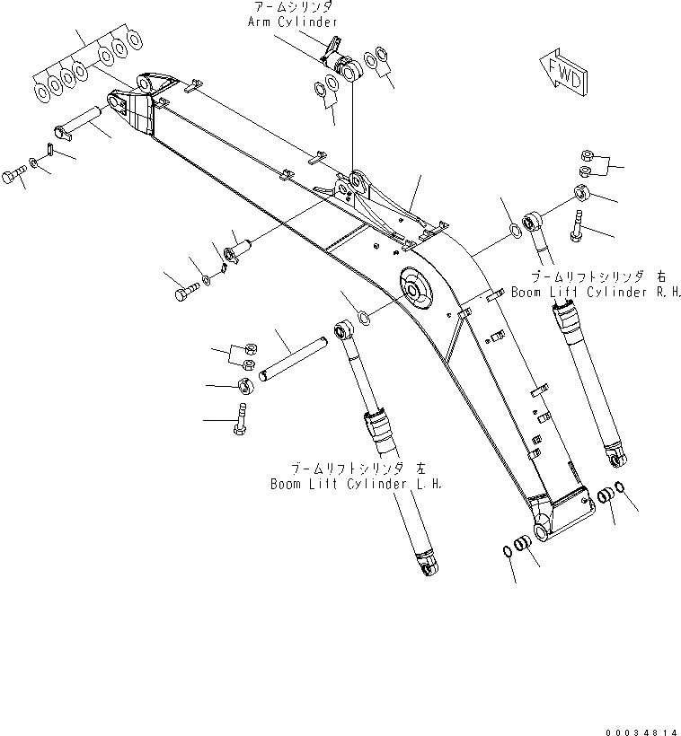 Схема запчастей Komatsu PW180-7E0 - ONE-ЧАСТИ СТРЕЛА (СТРЕЛА И ПАЛЕЦ) T РАБОЧЕЕ ОБОРУДОВАНИЕ