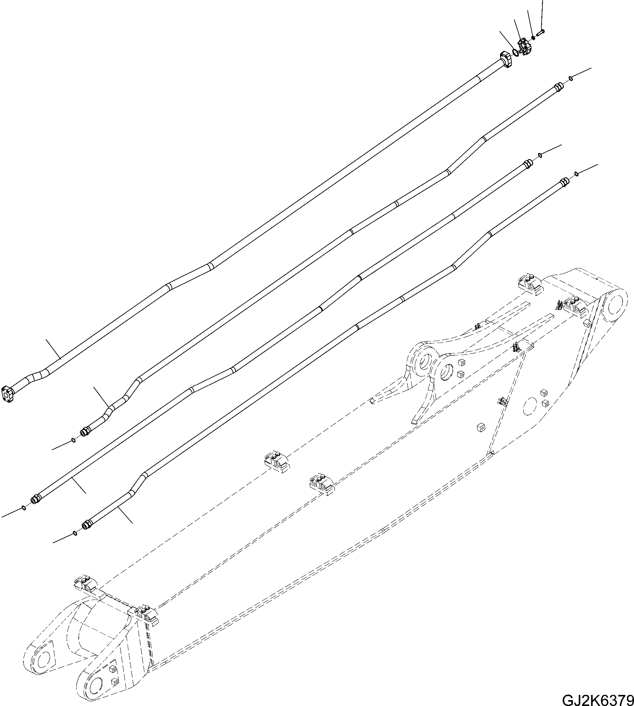 Схема запчастей Komatsu PW180-7E0 - ГИДРОЛИНИЯ - TWO-ЧАСТИ СТРЕЛА/2-Я СТРЕЛА (ONE НАВЕСН. ОБОРУД) - ТРУБЫ T РАБОЧЕЕ ОБОРУДОВАНИЕ