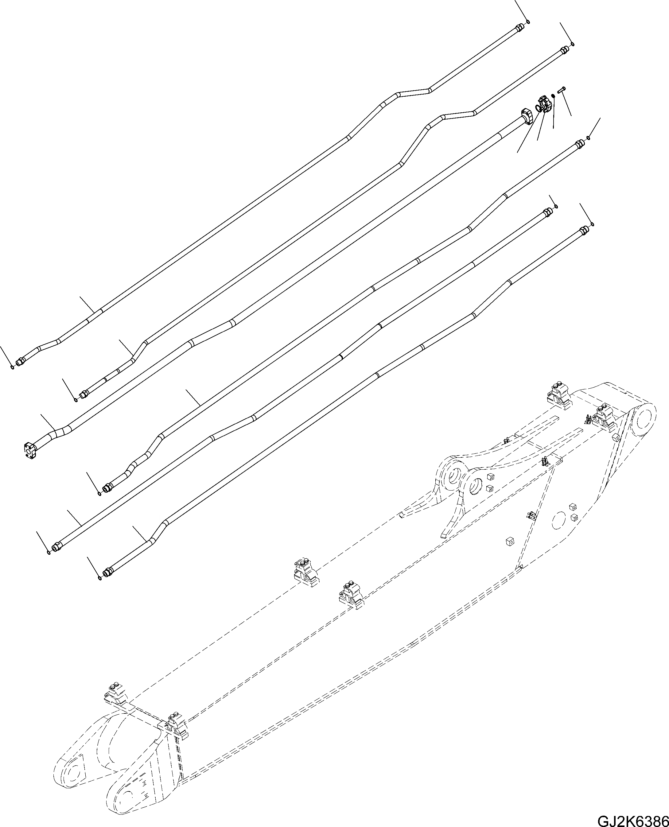 Схема запчастей Komatsu PW180-7E0 - ГИДРОЛИНИЯ - TWO-ЧАСТИ СТРЕЛА/2-Я СТРЕЛА (TWO НАВЕСН. ОБОРУДS) - ТРУБЫ T РАБОЧЕЕ ОБОРУДОВАНИЕ