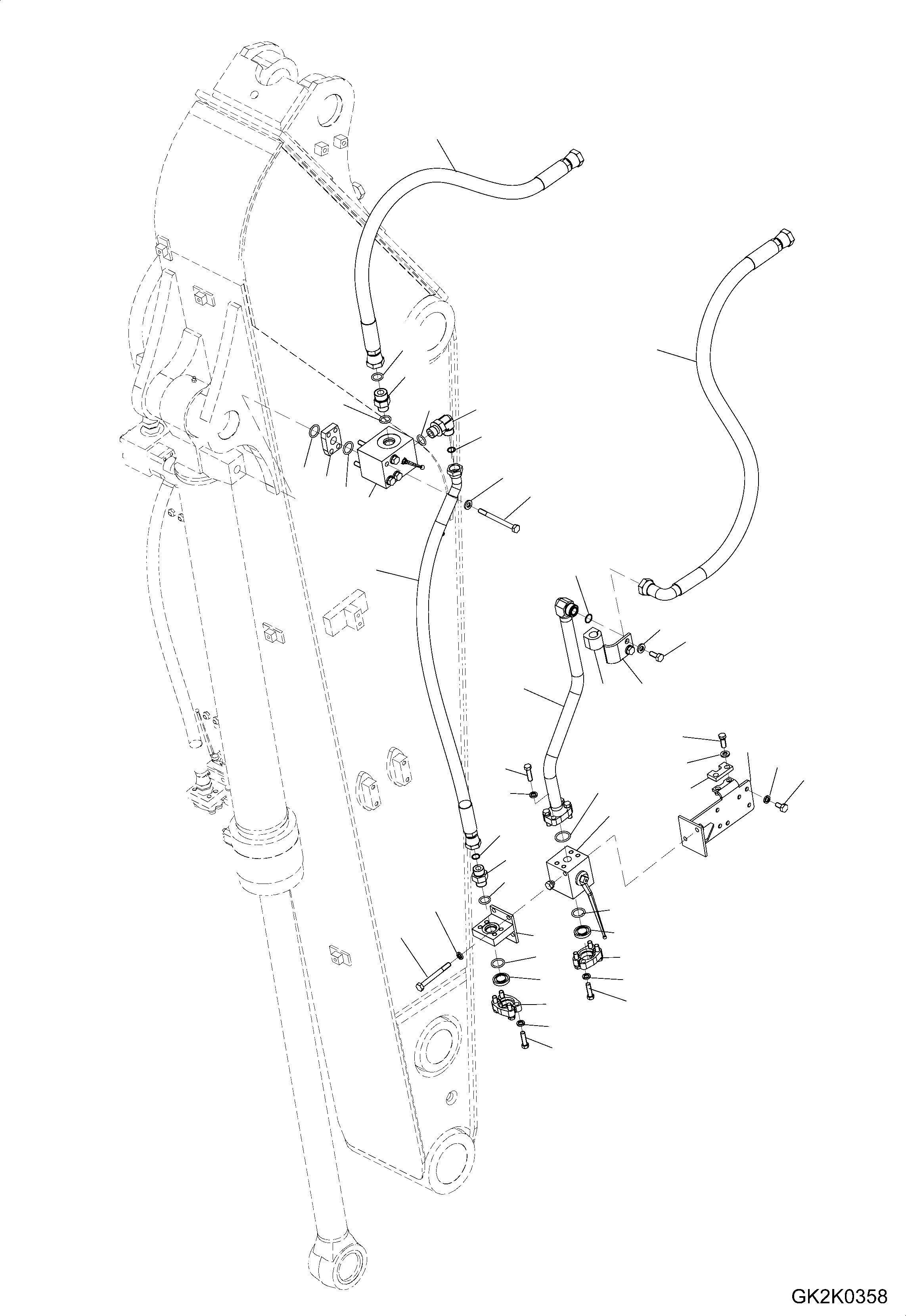 Схема запчастей Komatsu PW180-7E0 - ГИДРОЛИНИЯ - РУКОЯТЬ (.M) (LHS) T РАБОЧЕЕ ОБОРУДОВАНИЕ