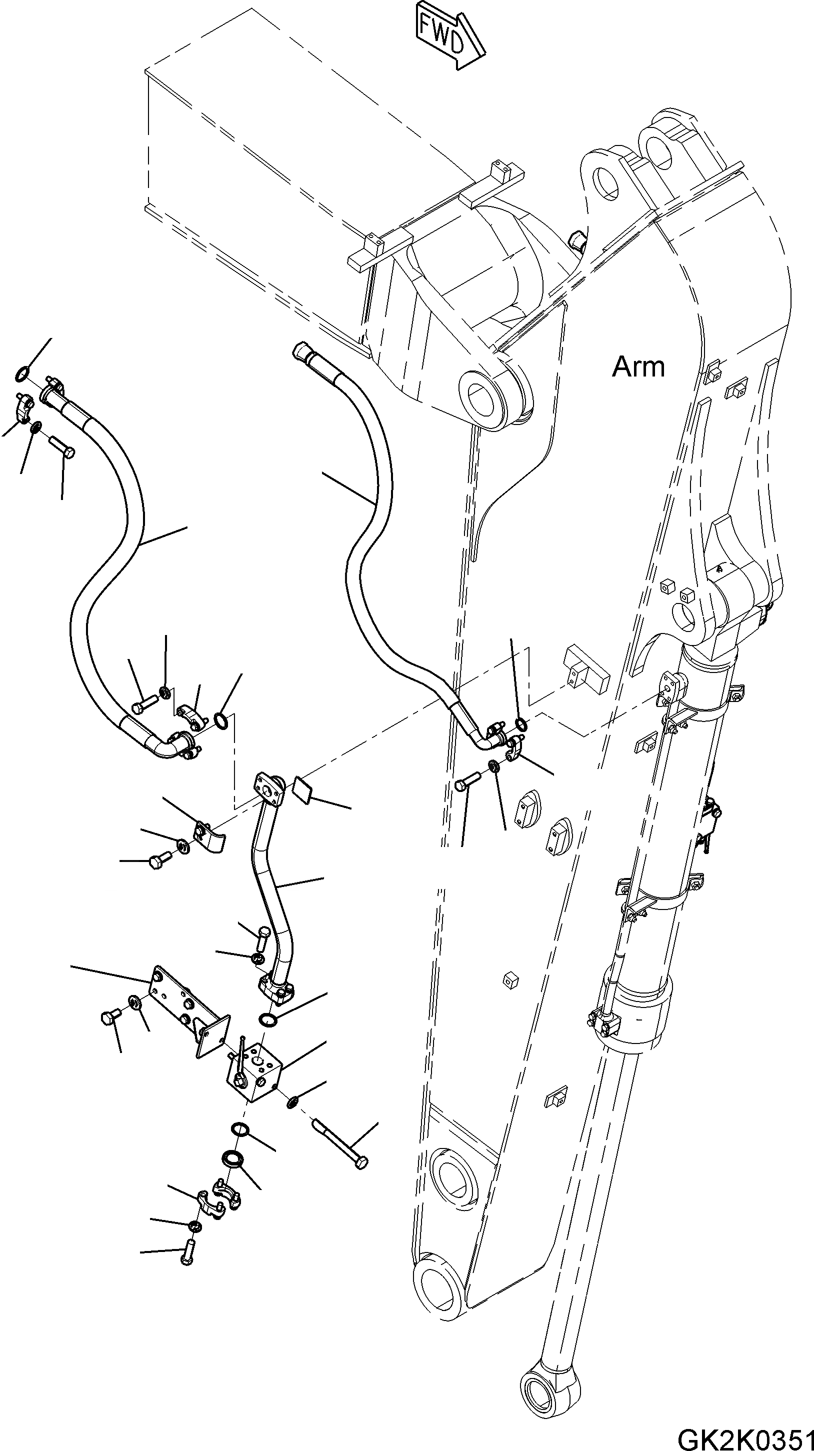 Схема запчастей Komatsu PW180-7E0 - ГИДРОЛИНИЯ - РУКОЯТЬ (.9M) - ONE НАВЕСН. ОБОРУД БЕЗ КОВШ JUNCTION (RHS) T РАБОЧЕЕ ОБОРУДОВАНИЕ