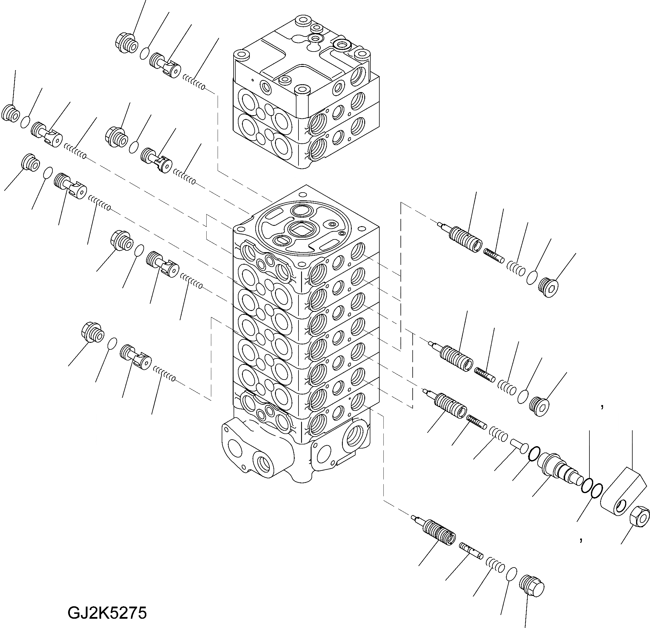 Схема запчастей Komatsu PW180-7E0 - ОСНОВН. КЛАПАН (9-СЕКЦИОНН.) (TWO-ЧАСТИ СТРЕЛА) (/9) Y ОСНОВН. КОМПОНЕНТЫ И РЕМКОМПЛЕКТЫ