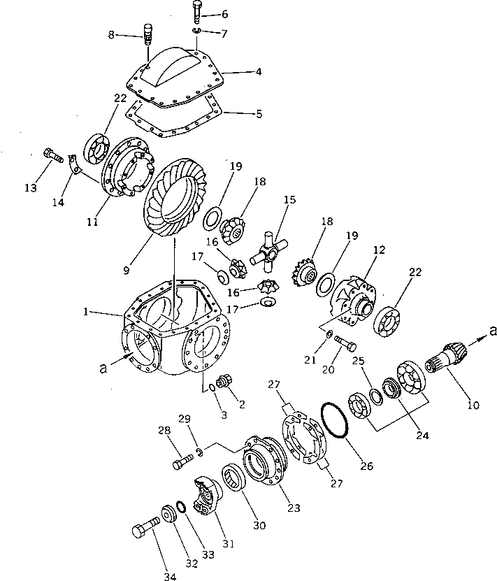 Схема запчастей Komatsu PW20-1 - ДИФФЕРЕНЦ. ПЕРЕДАЧА¤ МОСТ И ПОВОРОТН.