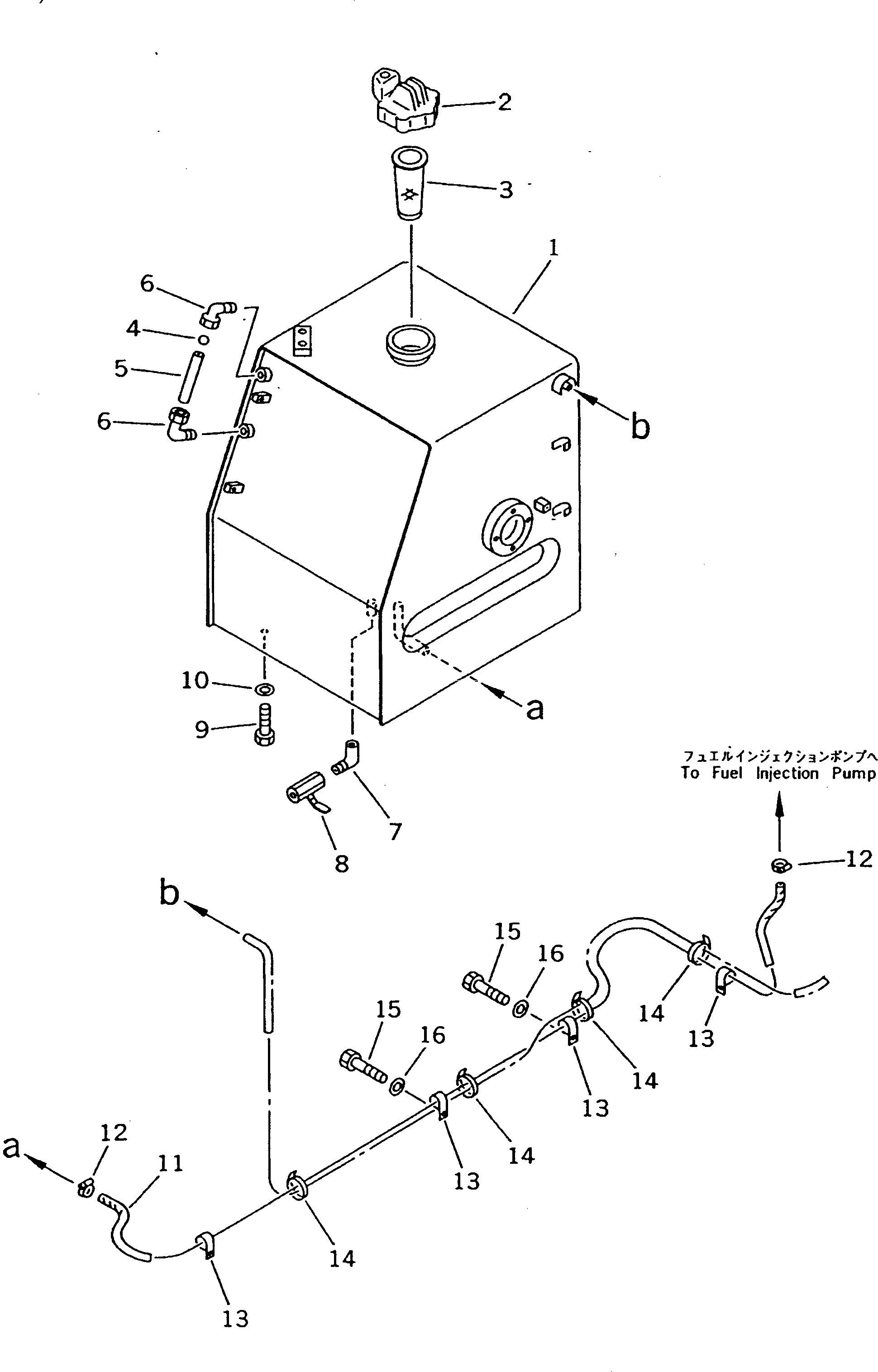 Схема запчастей Komatsu PW200-1 - ТОПЛ. БАК И ТОПЛИВОПРОВОД ТОПЛИВН. БАК. AND КОМПОНЕНТЫ