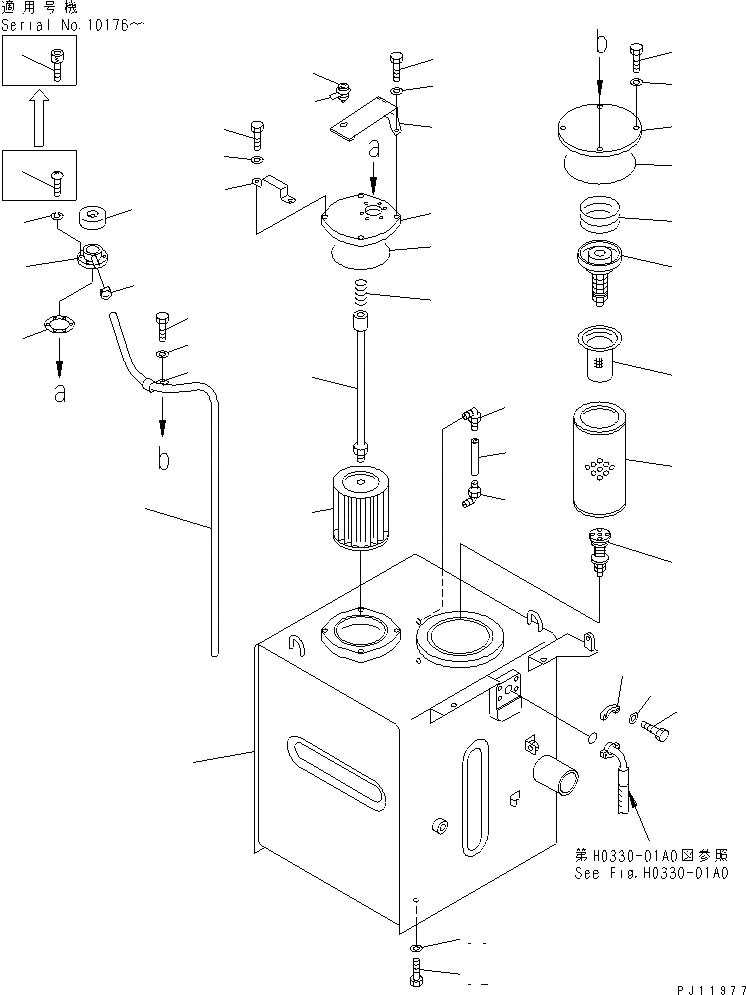 Схема запчастей Komatsu PW200-1 - ГИДРАВЛ МАСЛ. БАК ГИДРАВЛИКА