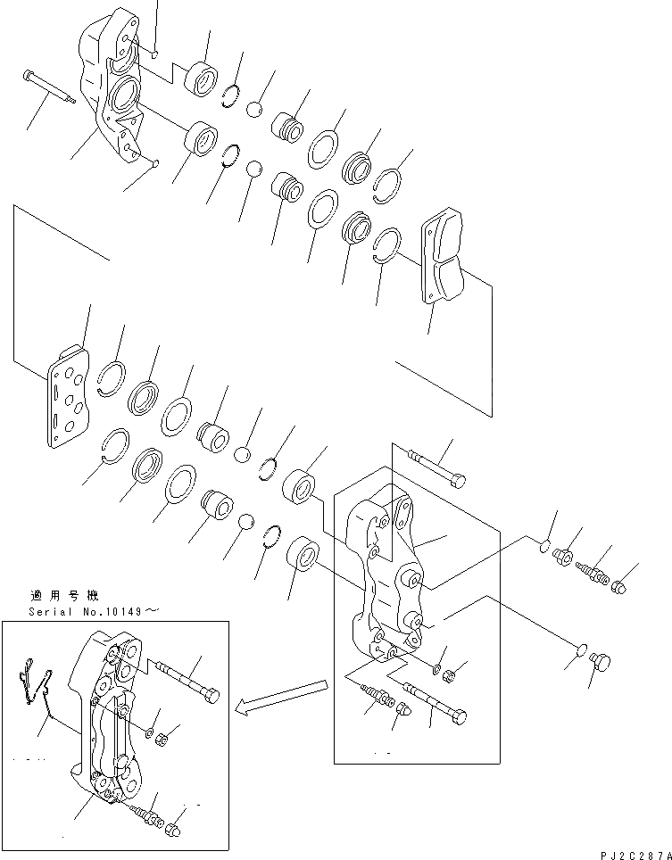 Схема запчастей Komatsu PW200-1 - ЗАДН. МОСТ (CALIPER)(№7-) НИЖНЯЯ ГИДРОЛИНИЯ И ЛИНИЯ ХОДА