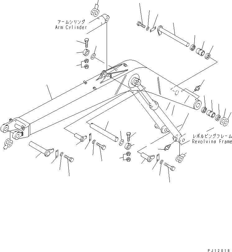 Схема запчастей Komatsu PW200-1 - СТРЕЛА РАБОЧЕЕ ОБОРУДОВАНИЕ