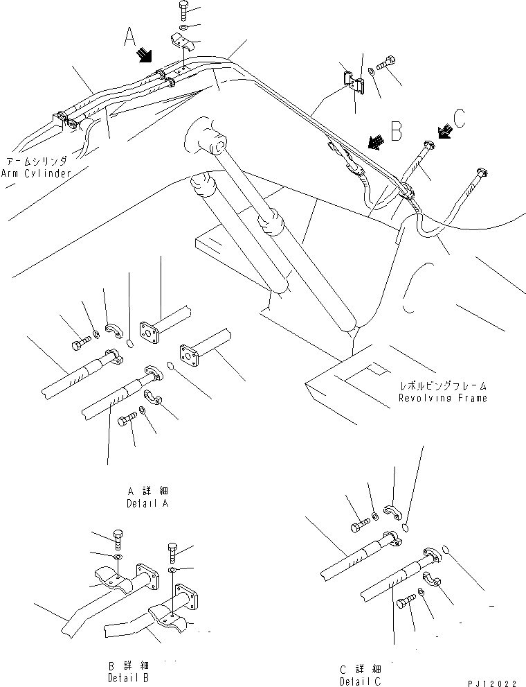 Схема запчастей Komatsu PW200-1 - ЦИЛИНДР РУКОЯТИТРУБЫ (РУКОЯТЬ) РАБОЧЕЕ ОБОРУДОВАНИЕ
