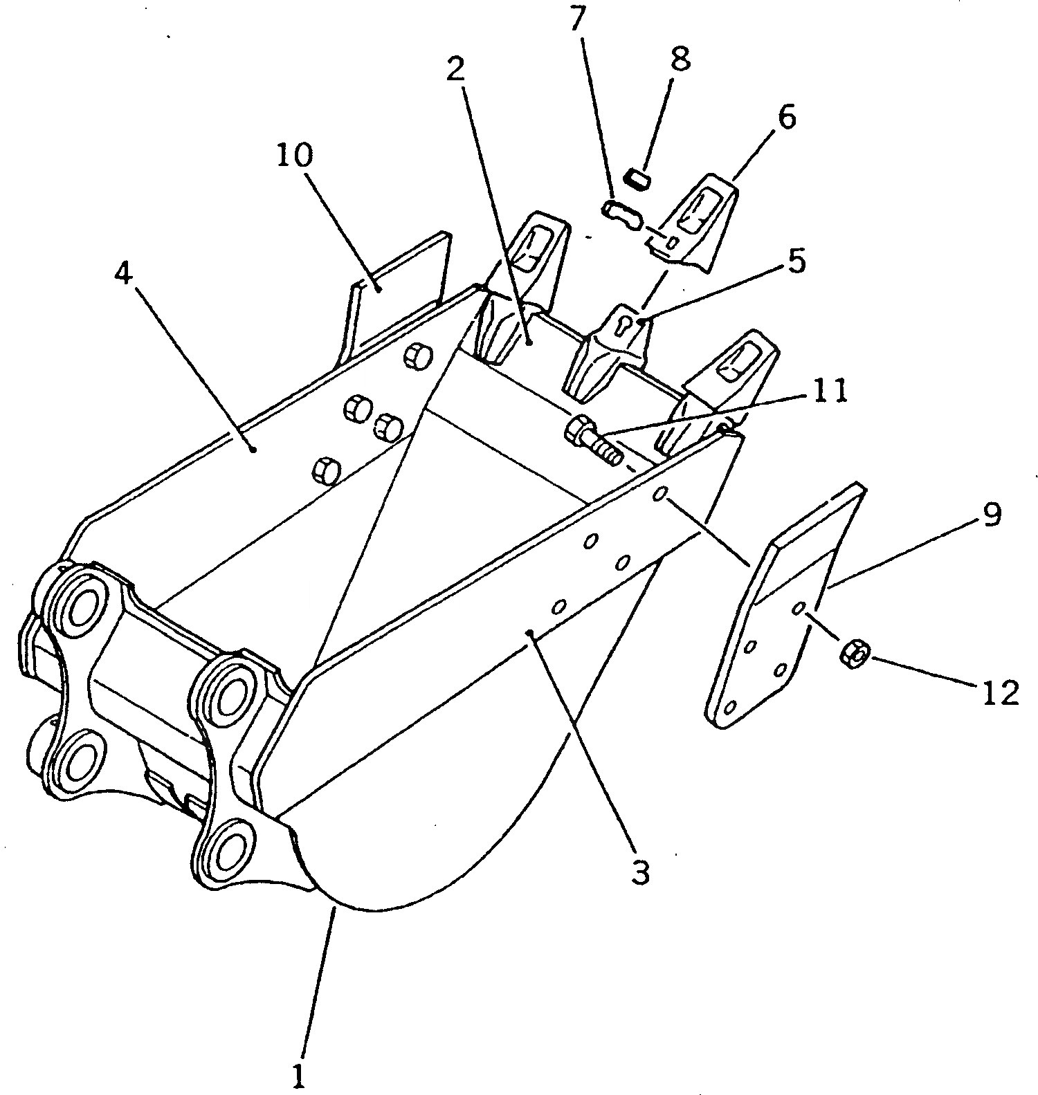 Схема запчастей Komatsu PW200-1 - КОВШ¤ .M¤ ШИР. MM РАБОЧЕЕ ОБОРУДОВАНИЕ