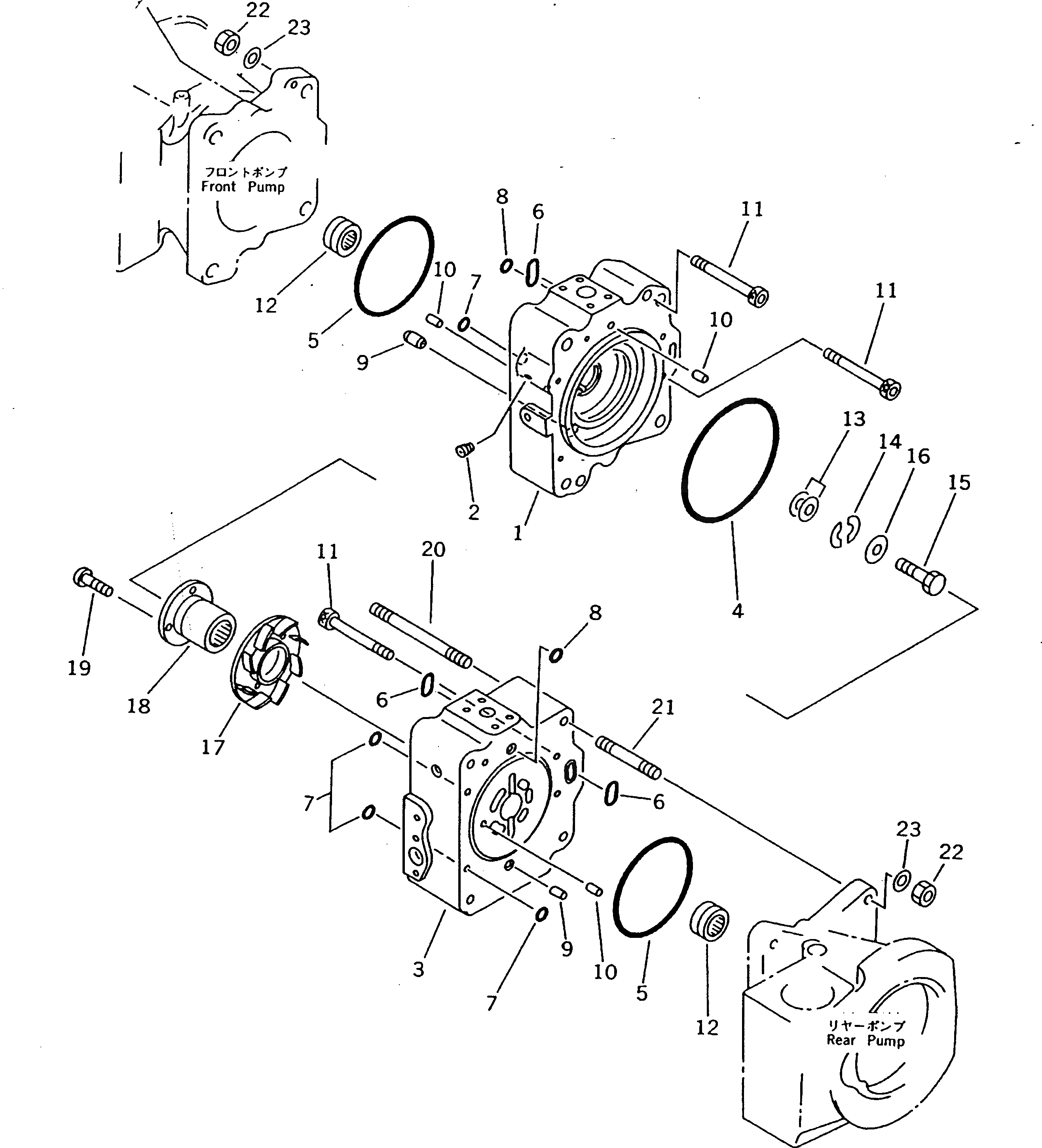 Схема запчастей Komatsu PW200-1 - ОСНОВН. НАСОС (/) ОСНОВН. КОМПОНЕНТЫ И РЕМКОМПЛЕКТЫ