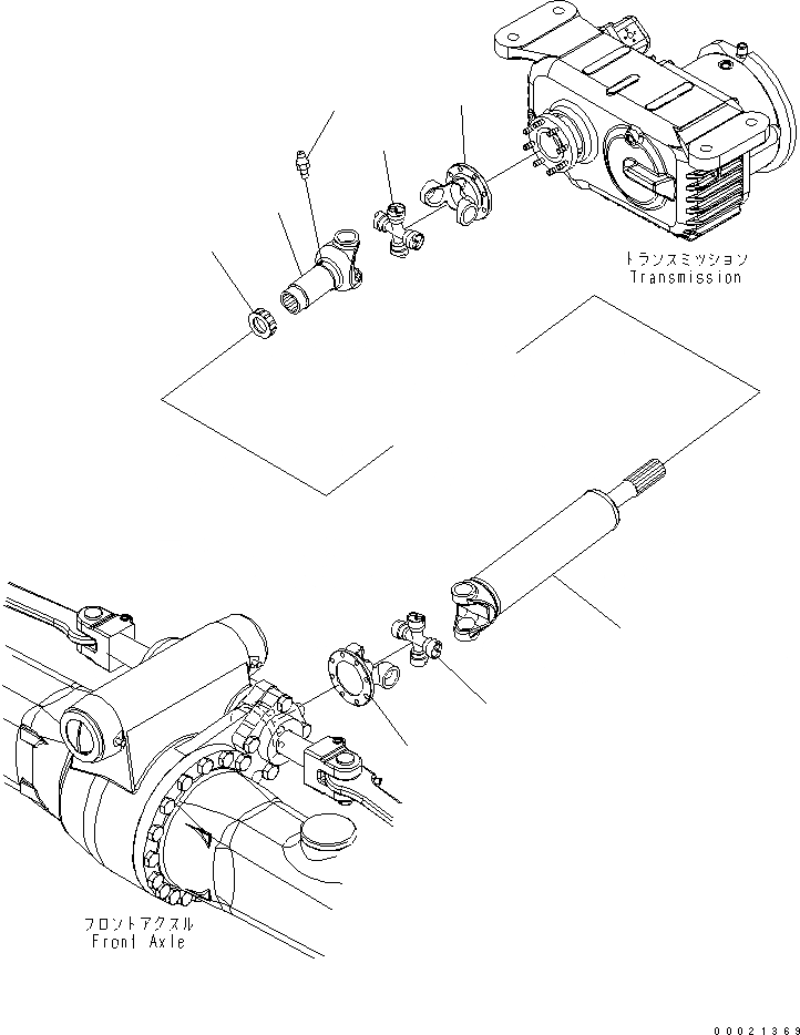 Схема запчастей Komatsu PW200-7 - ПЕРЕДН. ВЕДУЩ. ВАЛ (ВНУТР. ЧАСТИ) СИЛОВАЯ ПЕРЕДАЧА