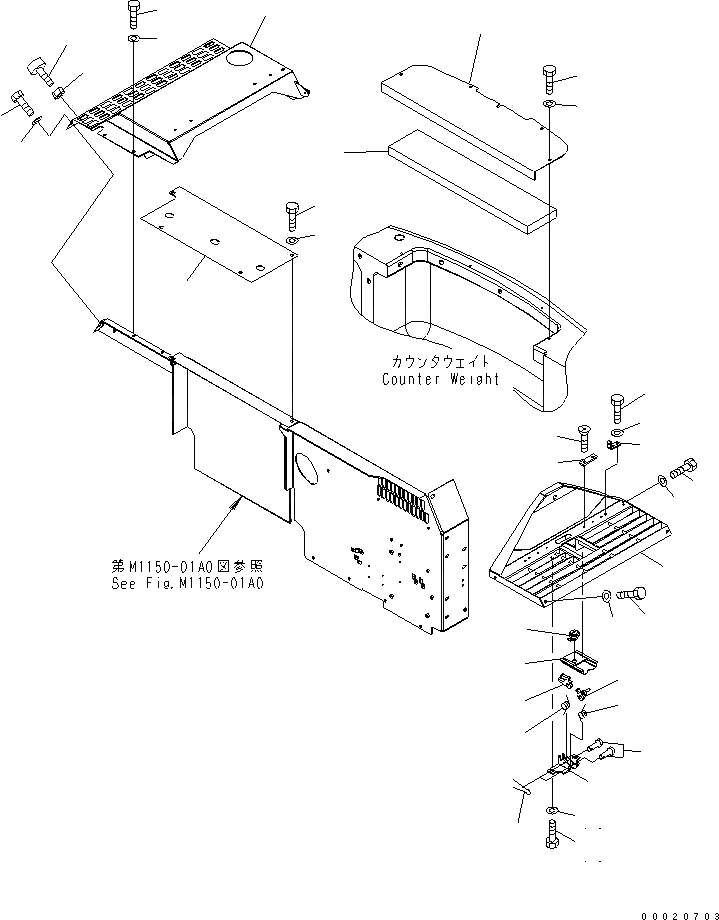 Схема запчастей Komatsu PW200-7 - ВЕРХН. ЧАСТЬ (КАБИНА) ЧАСТИ КОРПУСА