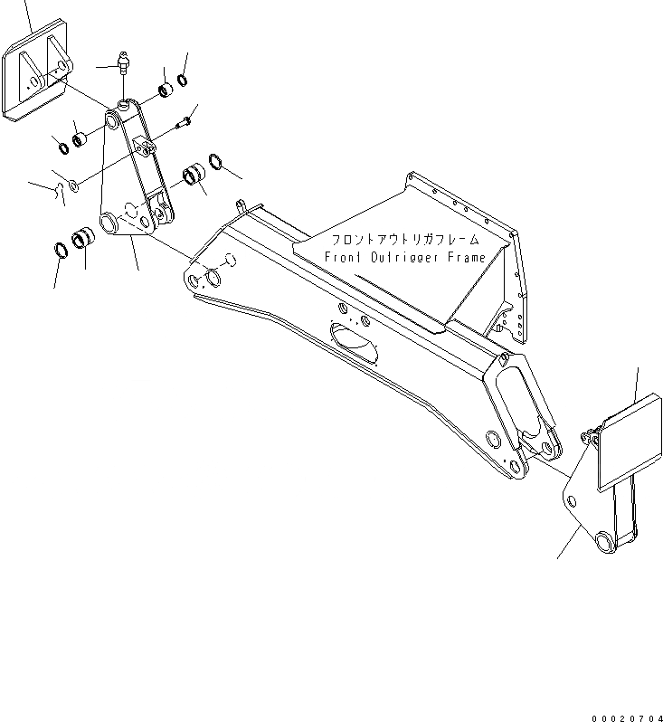 Схема запчастей Komatsu PW200-7 - ОПОРА (LEGS И FOOT) (ДЛЯ ПЕРЕДН. ОПОРА) SUSPENTION И КОЛЕСА