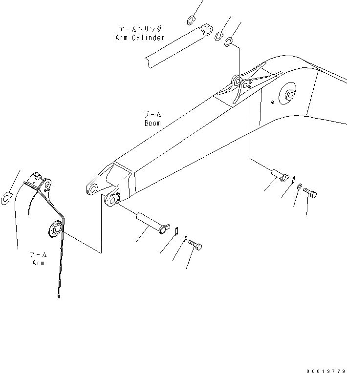 Схема запчастей Komatsu PW200-7 - СТРЕЛА (ВЕРХН. ПАЛЕЦ И НИЖН. ПАЛЕЦ) (С ДОПОЛН. ГИДРОЛИНИЕЙ) РАБОЧЕЕ ОБОРУДОВАНИЕ