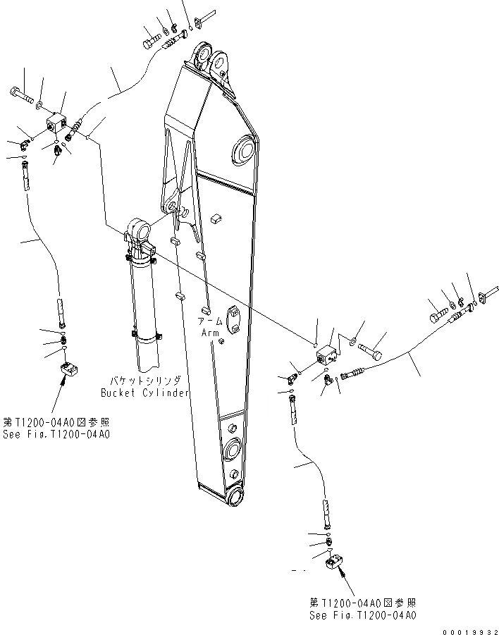 Схема запчастей Komatsu PW200-7 - РУКОЯТЬ (.9M) (ПАТРУБКИ ЦИЛИНДРА КОВША) (С ДОПОЛН. ГИДРОЛИНИЕЙ) РАБОЧЕЕ ОБОРУДОВАНИЕ