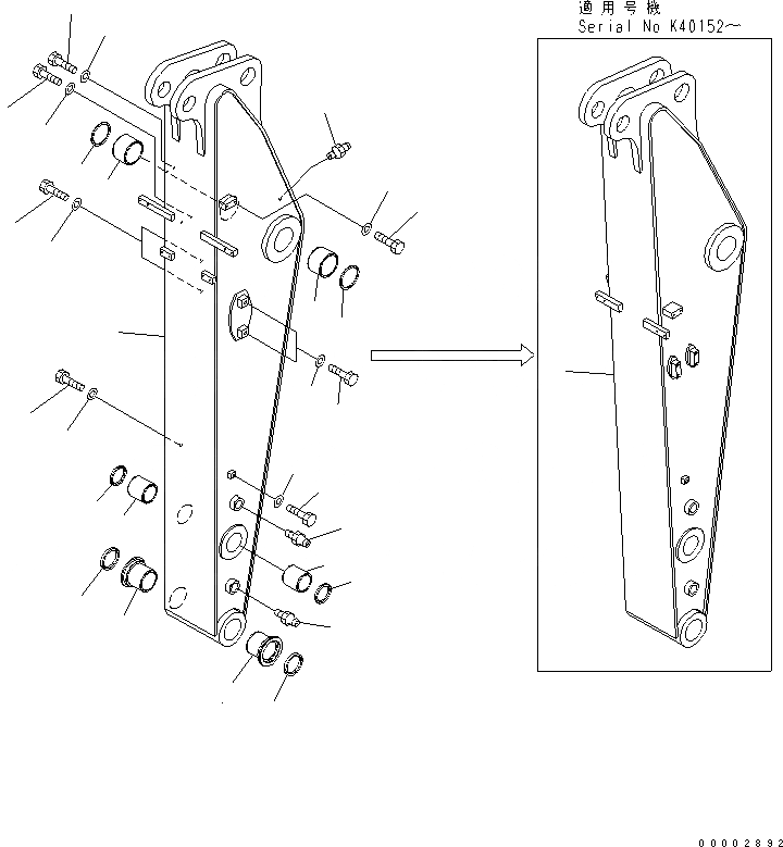 Схема запчастей Komatsu PW200-7K - РУКОЯТЬ (.8M) T РАБОЧЕЕ ОБОРУДОВАНИЕ