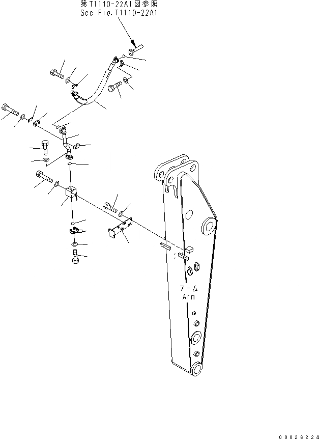 Схема запчастей Komatsu PW200-7K - РУКОЯТЬ (.8M) (ГИДРОМОЛОТ ЛИНИИ)(№K-) T РАБОЧЕЕ ОБОРУДОВАНИЕ