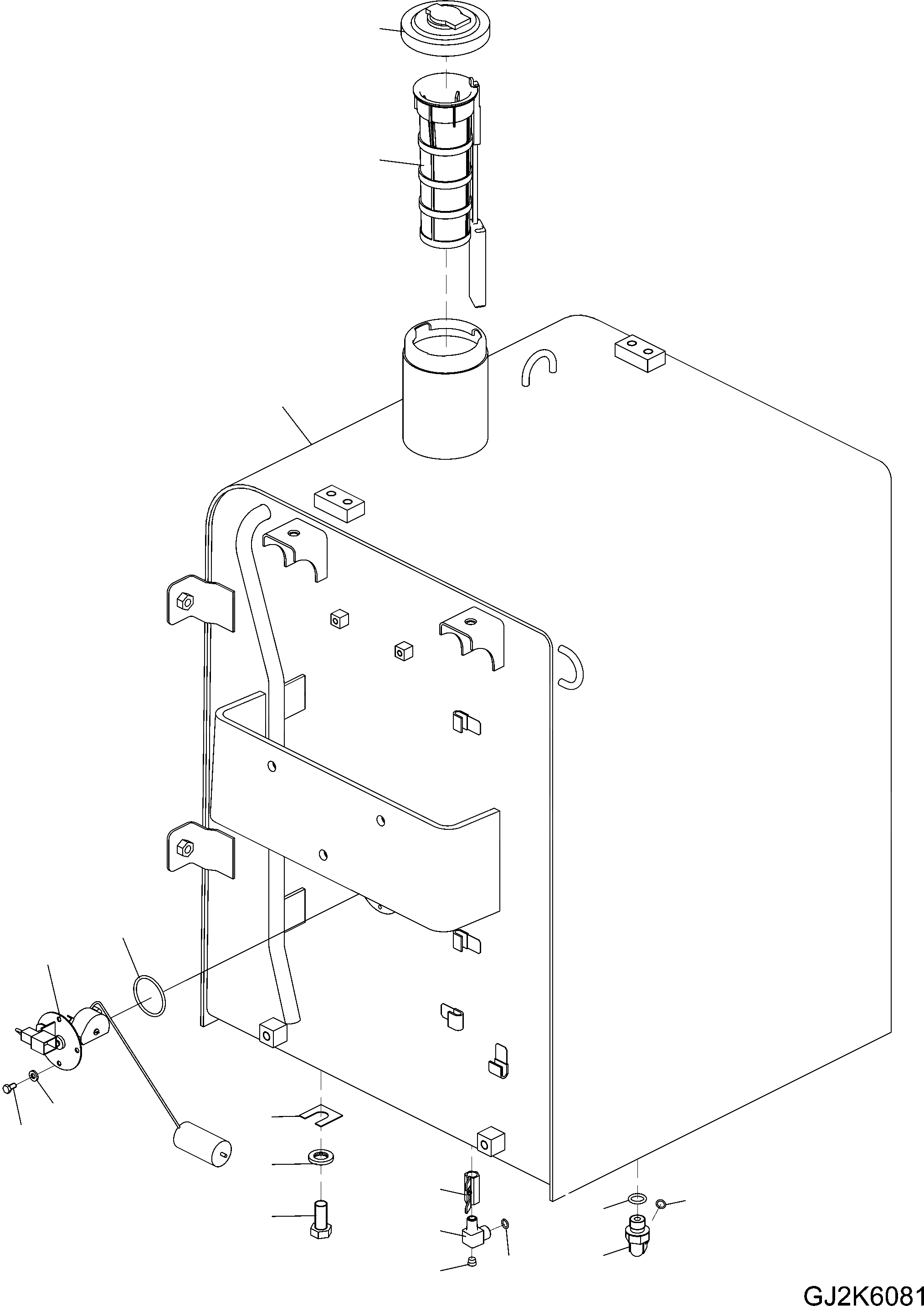 Схема запчастей Komatsu PW200-7E0 - ТОПЛИВН. БАК. (EXCEPT ITALY) D ТОПЛИВН. БАК. AND КОМПОНЕНТЫ
