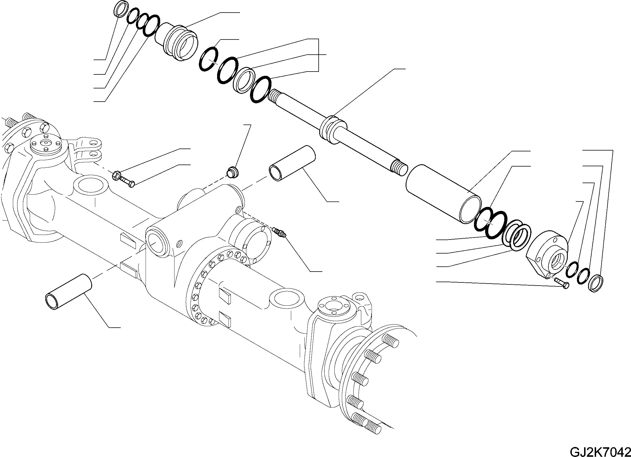 Схема запчастей Komatsu PW200-7E0 - ПЕРЕДНИЙ МОСТ (/) (.M ШИР.) ЦИЛИНДР РУЛЕВ. УПР-Я S ПОДВЕСКА И КОЛЕСА
