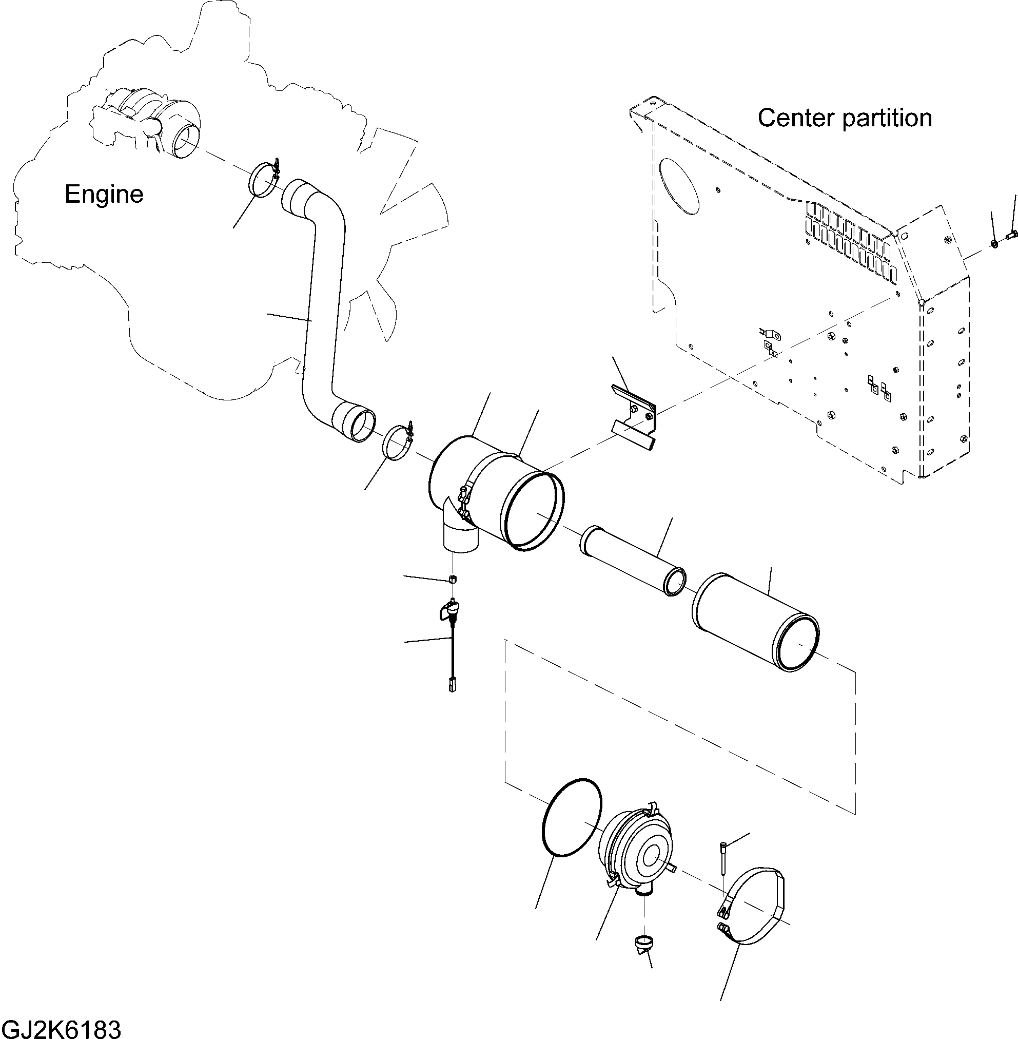 Схема запчастей Komatsu PW200-7 - ВОЗДУХООЧИСТИТЕЛЬ И СОЕДИН-Е B КОМПОНЕНТЫ ДВИГАТЕЛЯ