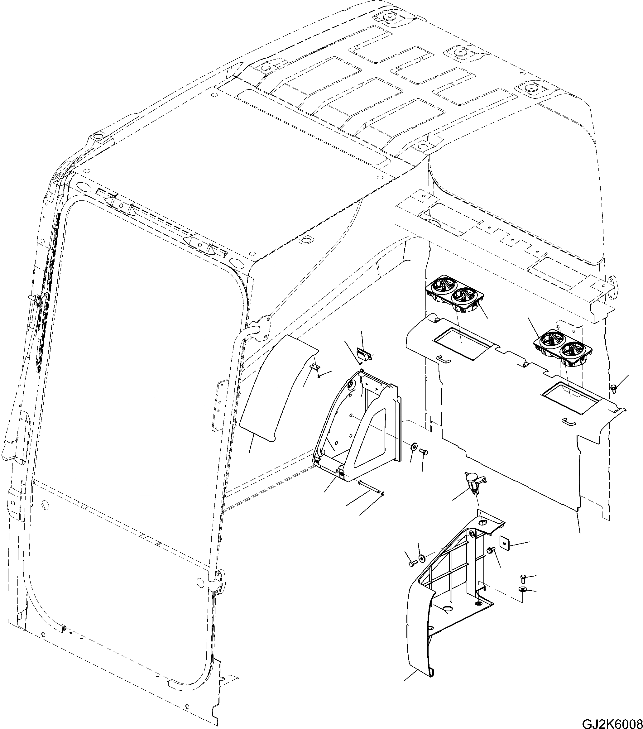 Схема запчастей Komatsu PW200-7 - ЗАДН. ЧАСТЬ КОРПУСА СИДЕНЬЯ K OPERATORґS ОБСТАНОВКА И СИСТЕМА УПРАВЛЕНИЯ