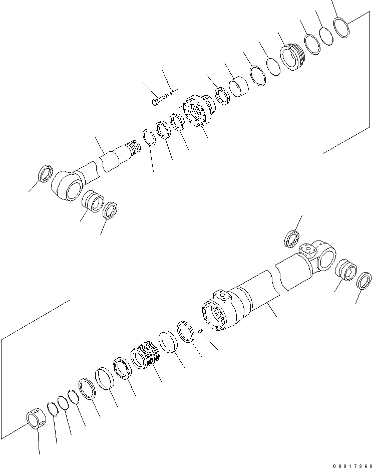 Схема запчастей Komatsu PW200-7 - ЦИЛИНДР СТРЕЛЫ(ДЛЯ ONE-ЧАСТИ СТРЕЛА) - ВНУТР. ЧАСТИ Y ОСНОВН. КОМПОНЕНТЫ И РЕМКОМПЛЕКТЫ