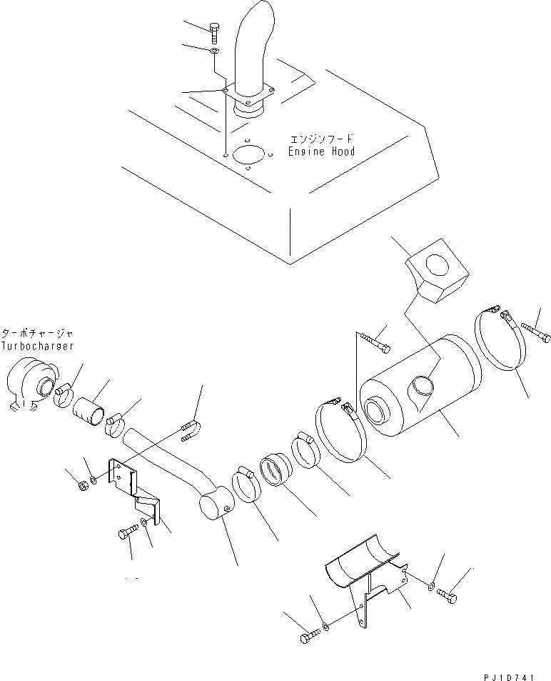Схема запчастей Komatsu PW210-1 - ВПУСК ВОЗДУХА И TAIL PIPE (ОДИНОЧН. ЭЛЕМЕНТ ТИП)(№-) КОМПОНЕНТЫ ДВИГАТЕЛЯ