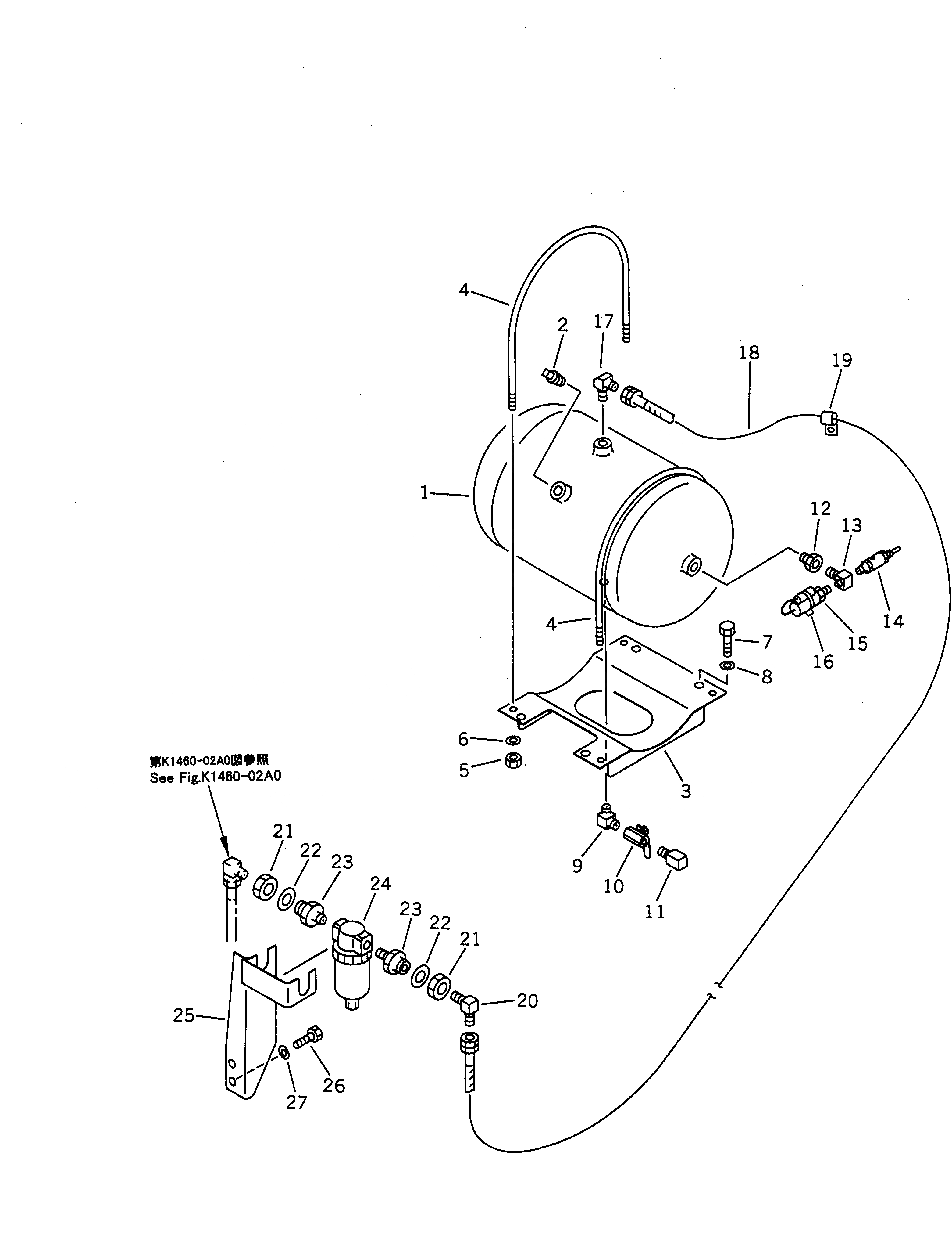 Схема запчастей Komatsu PW210-1 - ВЕРХН. ВОЗДУХОВОД (РЕЗЕРВУАР - ВОЗД. ФИЛЬТР.) ВОЗД. СИСТЕМА