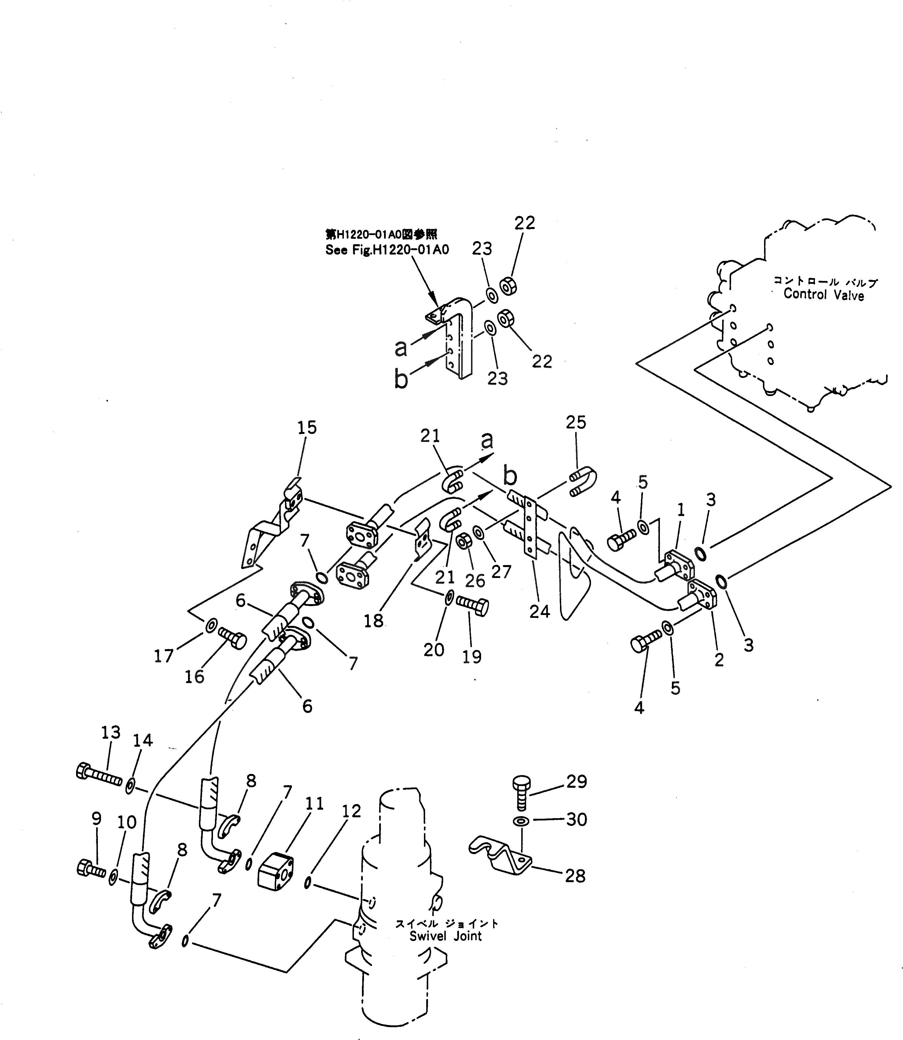 Схема запчастей Komatsu PW210-1 - МОТОР ХОДА ТРУБЫ (КЛАПАН TO/FROM ПОВОРОТНОЕ СОЕДИНЕНИЕ) ГИДРАВЛИКА