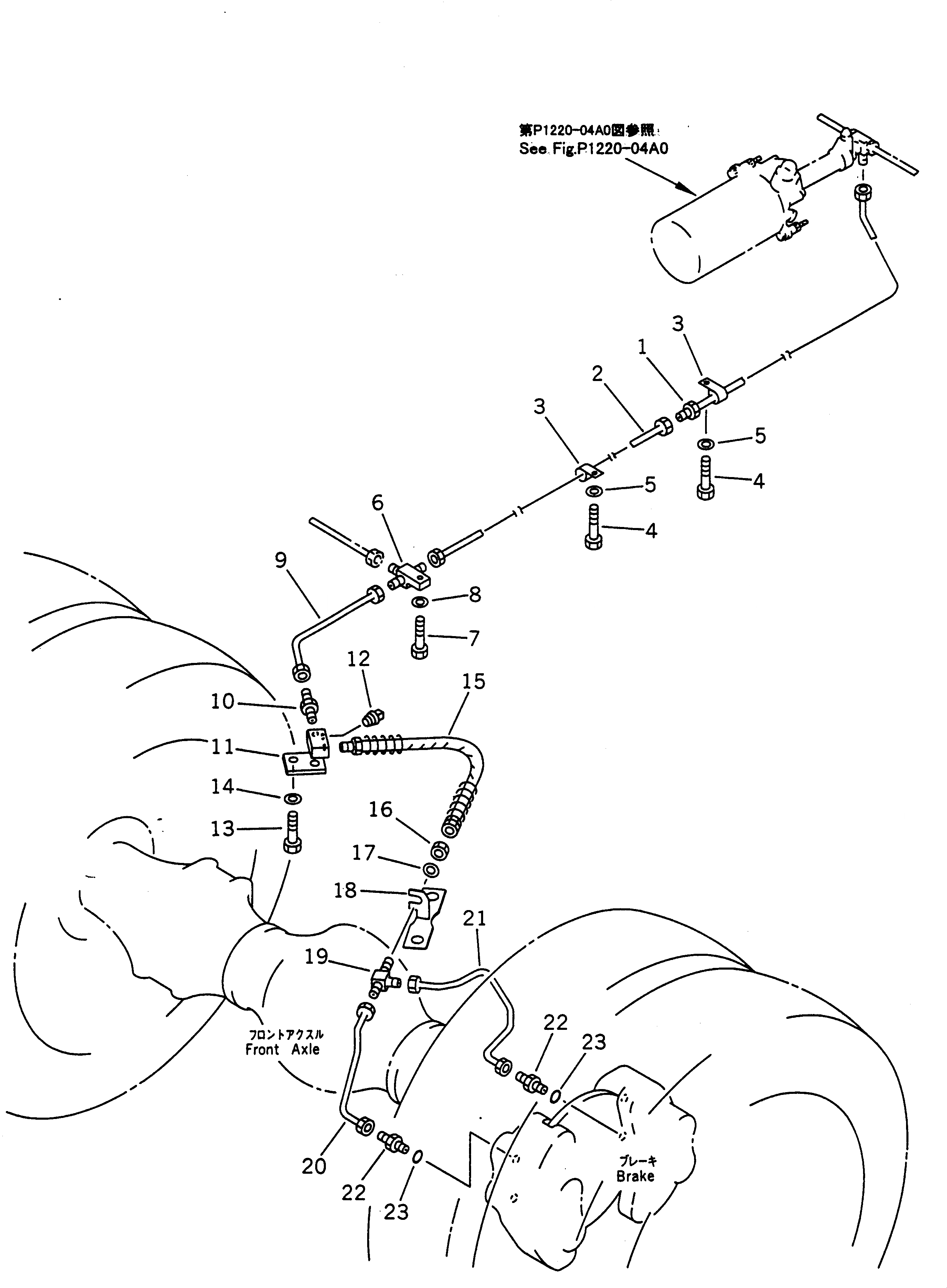 Схема запчастей Komatsu PW210-1 - НИЖН. ВОЗДУХОВОД (ПОВОРОТНОЕ СОЕДИНЕНИЕ - ПЕРЕДН. ТОРМОЗ.¤ ЛЕВ.) НИЖНЯЯ ГИДРОЛИНИЯ И ЛИНИЯ ХОДА