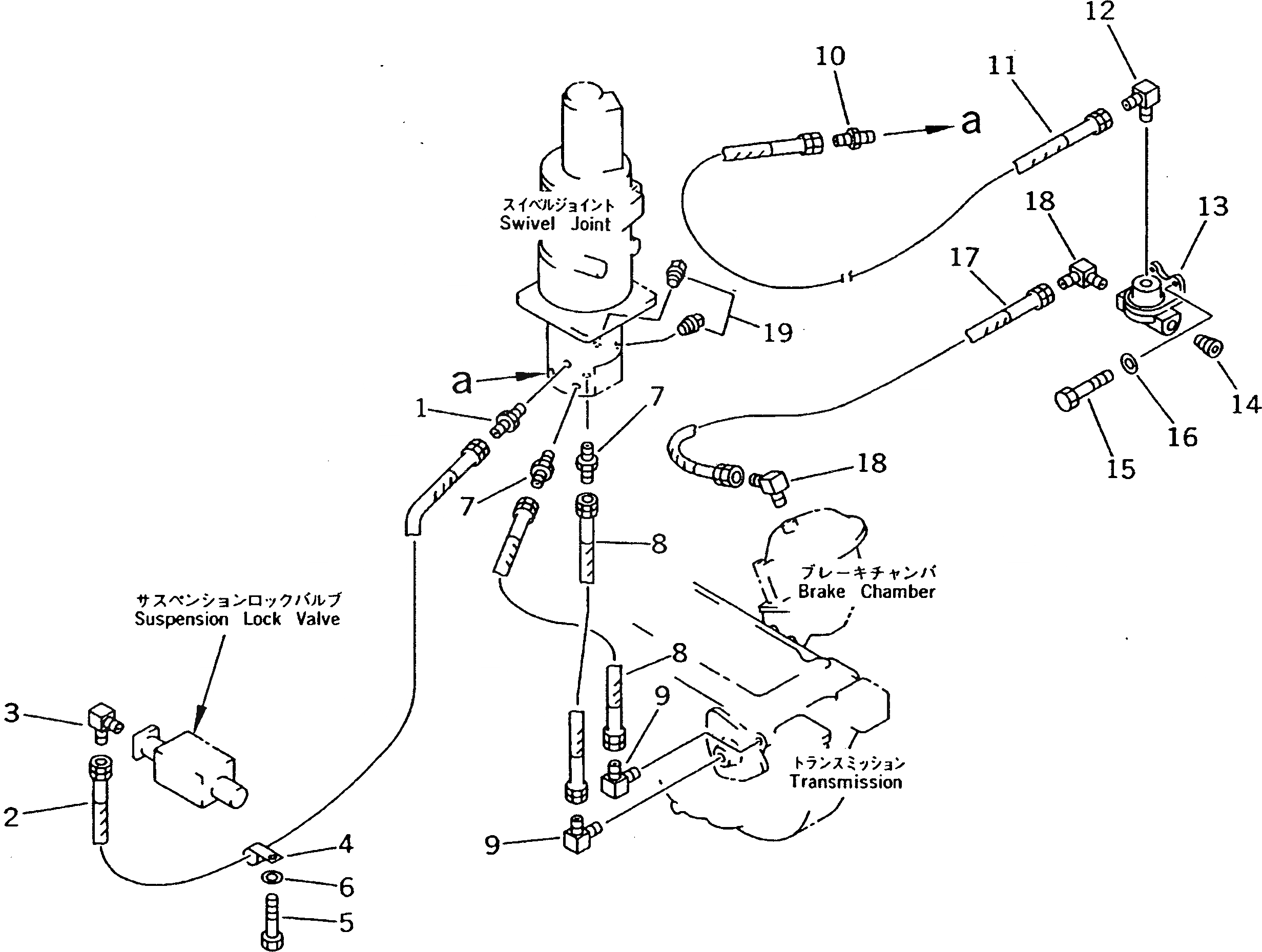 Схема запчастей Komatsu PW210-1 - НИЖН. ВОЗДУХОВОД (ПОВОРОТНОЕ СОЕДИНЕНИЕ - SUSPENTION СТОПОРН. КЛАПАН¤MISSION И ТОРМОЗ. CHANBER) НИЖНЯЯ ГИДРОЛИНИЯ И ЛИНИЯ ХОДА
