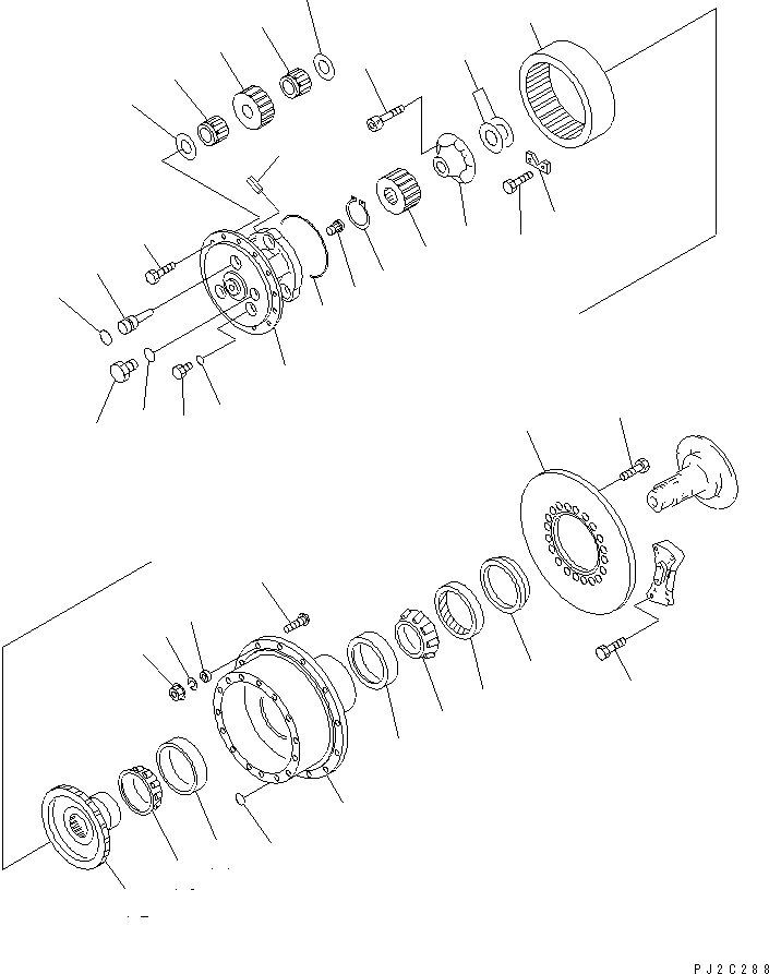 Схема запчастей Komatsu PW210-1 - ПЕРЕДНИЙ МОСТ (КОНЕЧНАЯ ПЕРЕДАЧА) НИЖНЯЯ ГИДРОЛИНИЯ И ЛИНИЯ ХОДА