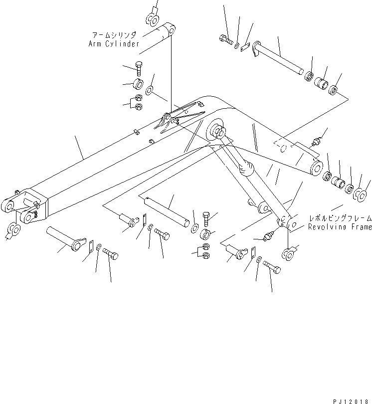 Схема запчастей Komatsu PW210-1 - СТРЕЛА РАБОЧЕЕ ОБОРУДОВАНИЕ