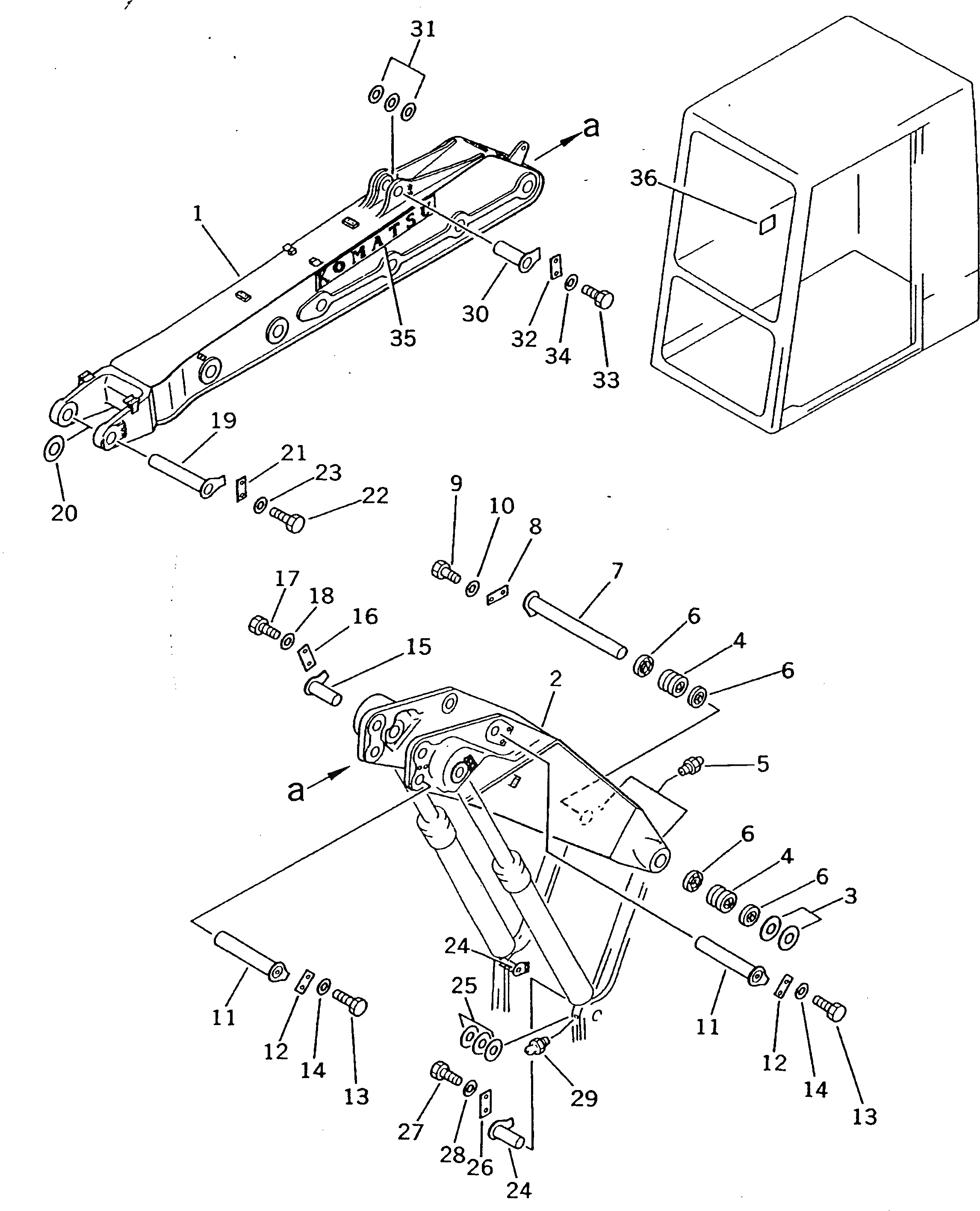 Схема запчастей Komatsu PW210-1 - TWO ЧАСТИ СТРЕЛА РАБОЧЕЕ ОБОРУДОВАНИЕ