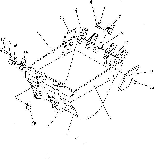 Схема запчастей Komatsu PW210-1 - КОВШ¤ .7M¤ ШИР. MM¤ С КРЮК(№-) РАБОЧЕЕ ОБОРУДОВАНИЕ
